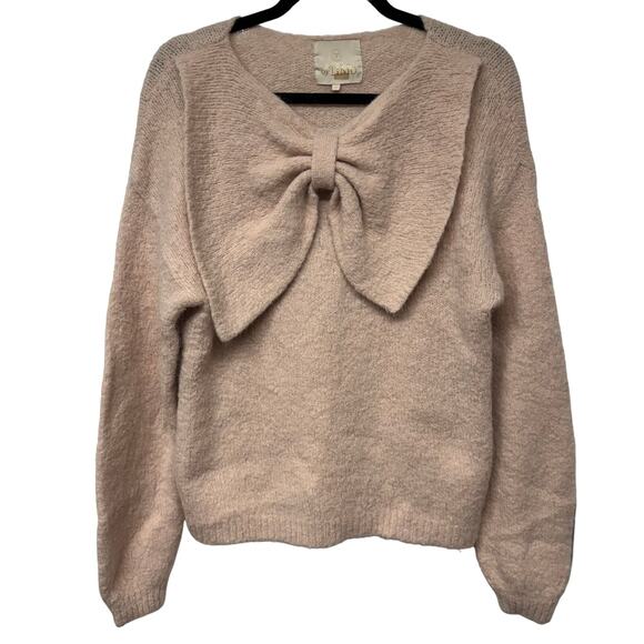 ByTimo Womens Alpaca Wool Blend Sweater Big Bow Light Muted Pink Size Small - Picture 1 of 8